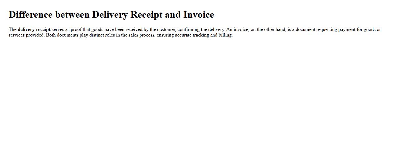 Difference between delivery receipt and invoice image preview