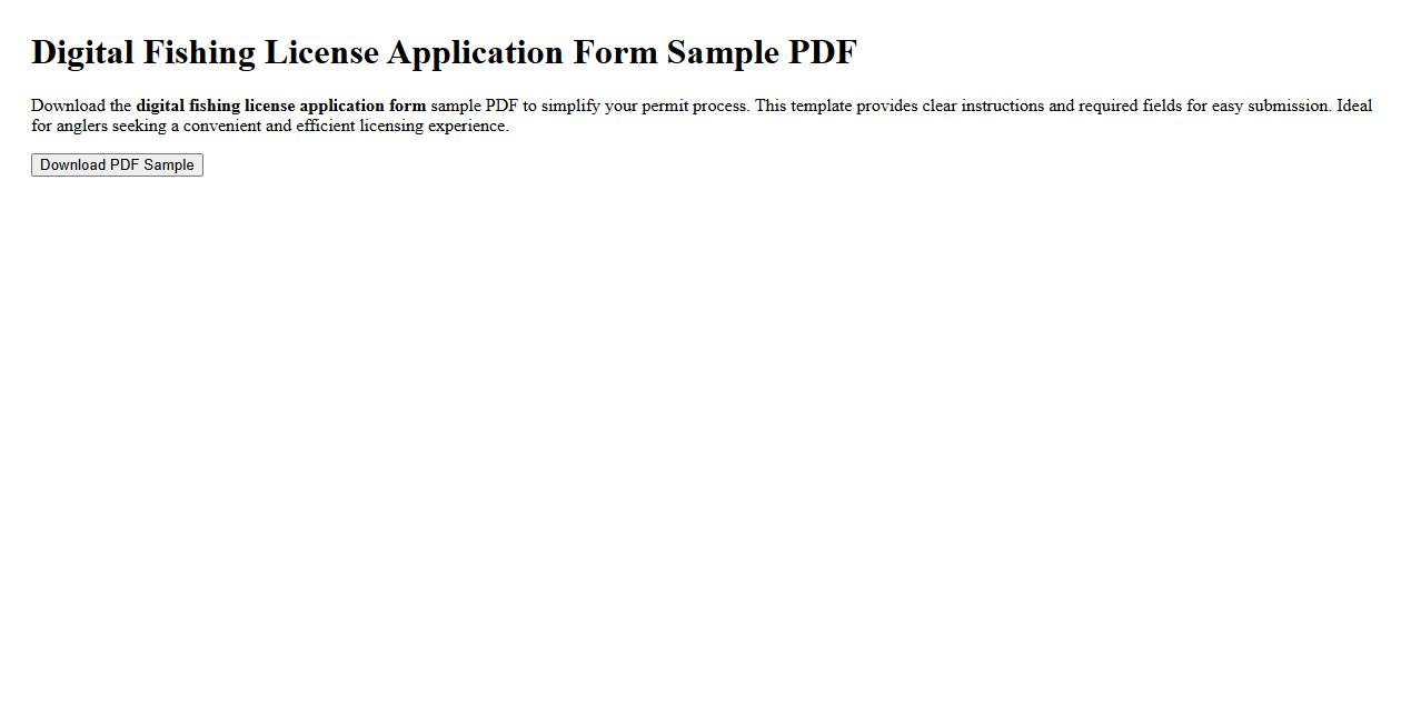Digital fishing license application form sample PDF image preview