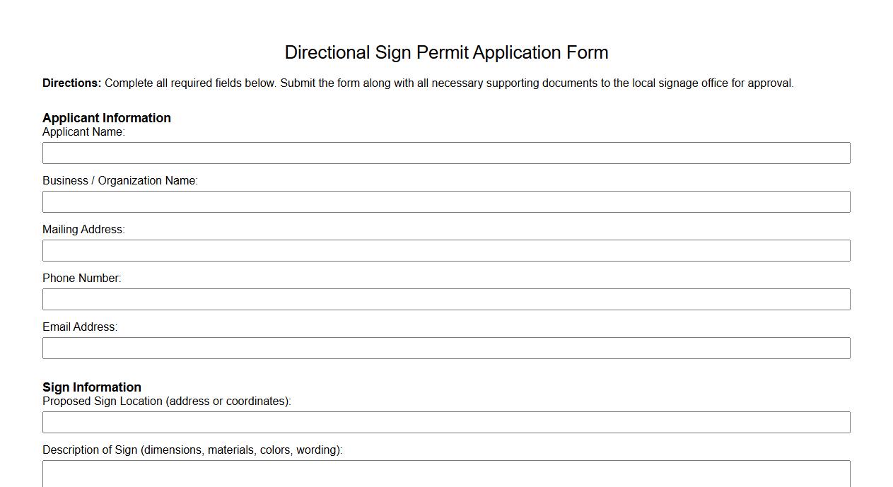 directional sign permit form sample image preview