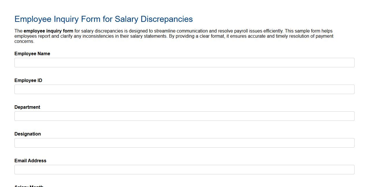 Employee inquiry form sample for salary discrepancies image preview