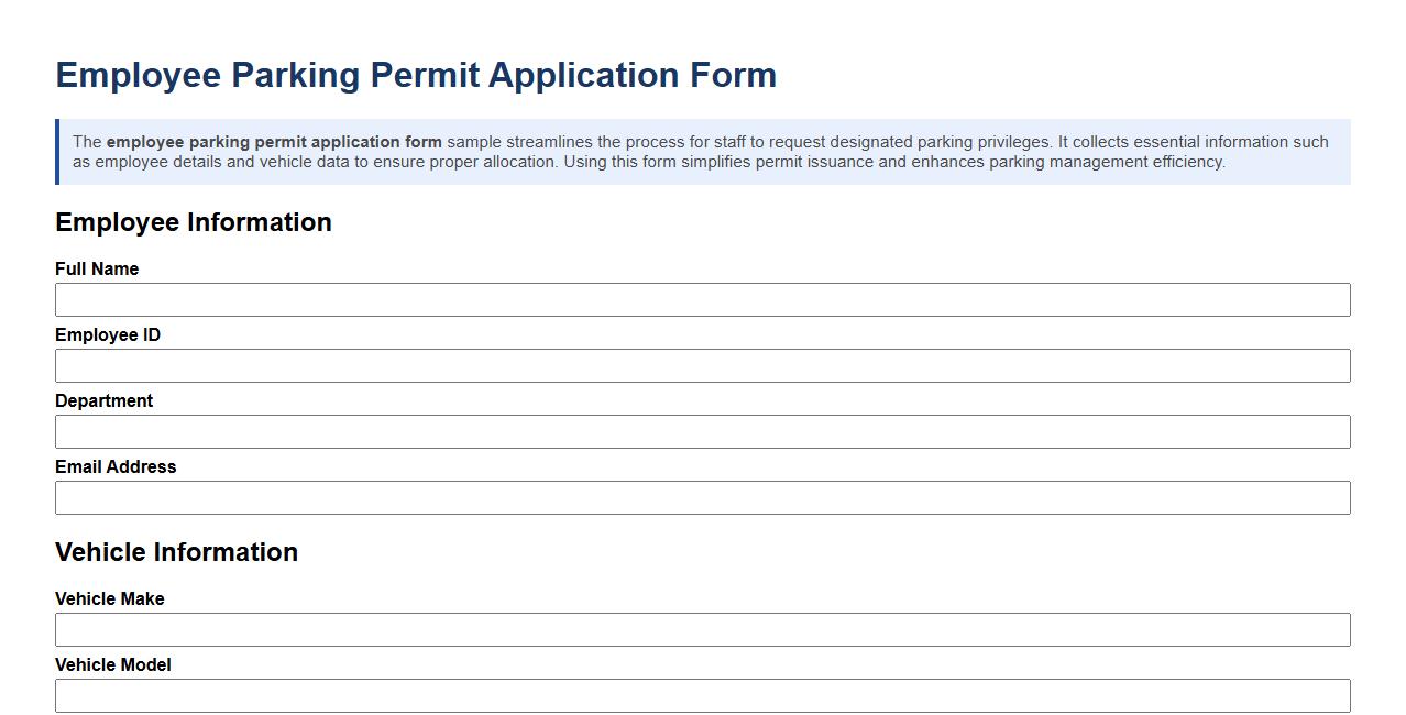 employee parking permit application form sample image preview