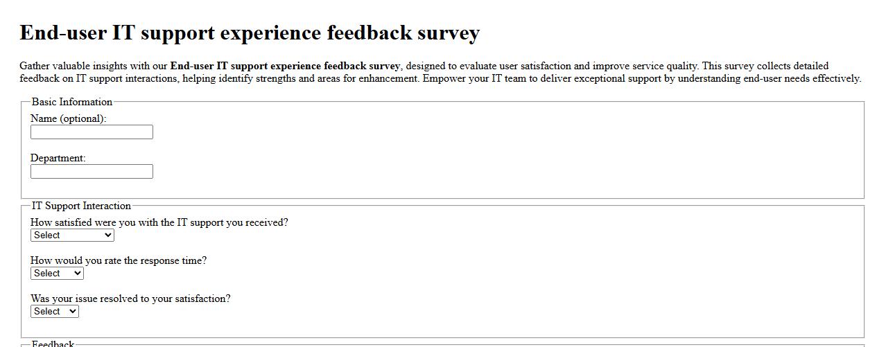 End-user IT support experience feedback survey image preview