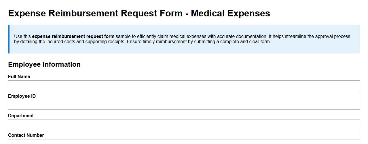 Expense reimbursement request form sample for medical expenses image preview