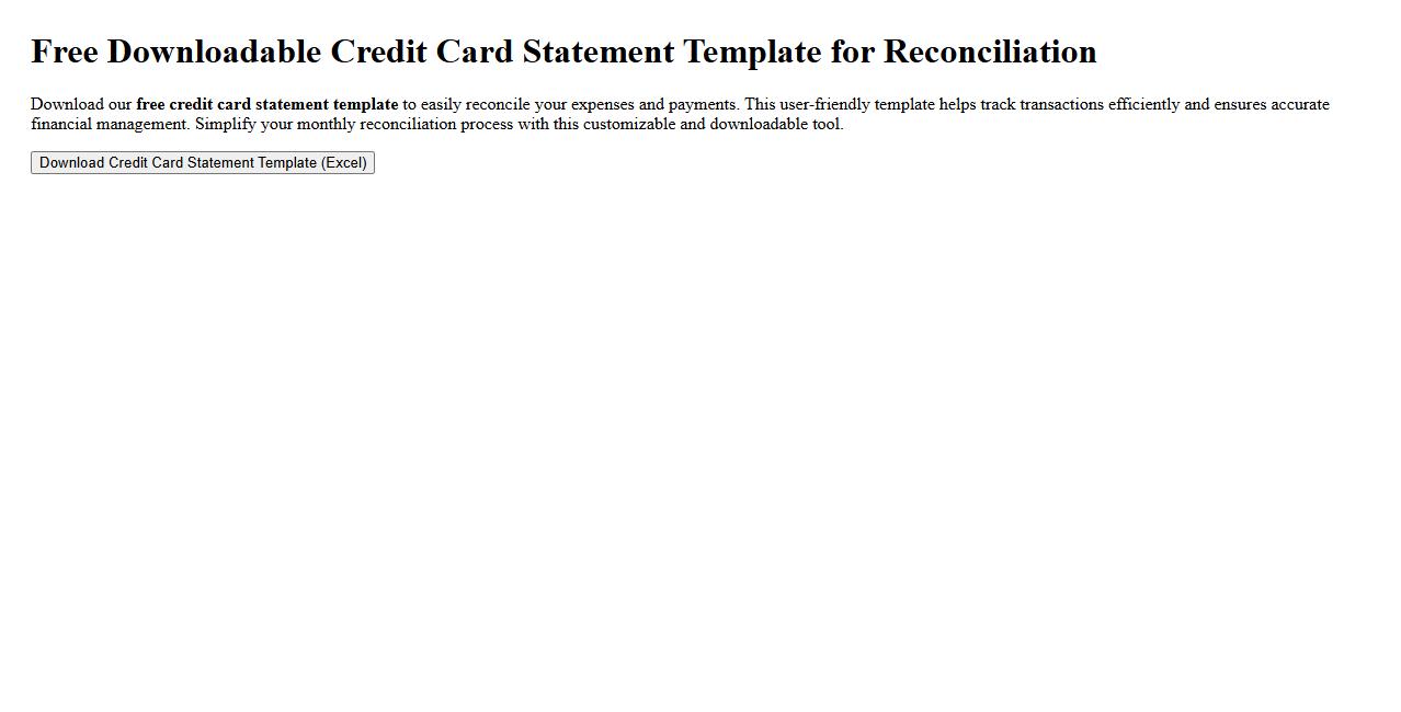 Free downloadable credit card statement template for reconciliation image preview
