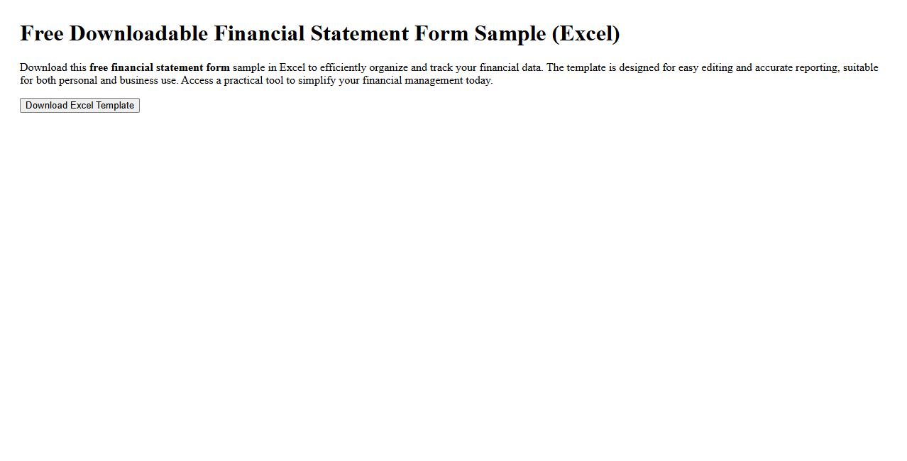 Free downloadable financial statement form sample excel image preview