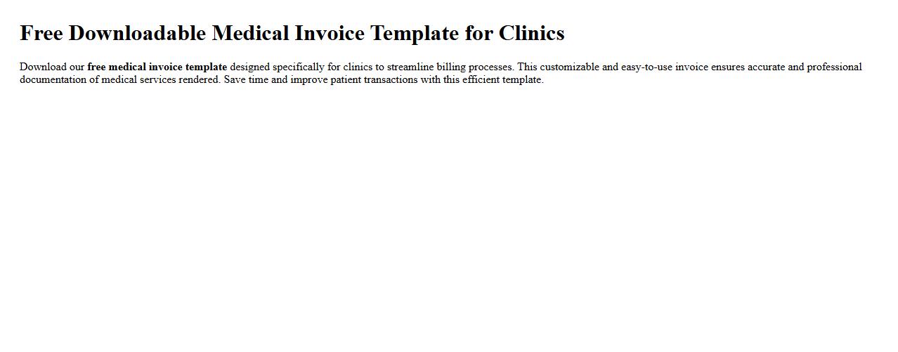 Free downloadable medical invoice template for clinics image preview