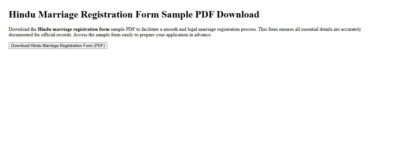 Hindu marriage registration form sample PDF download image preview
