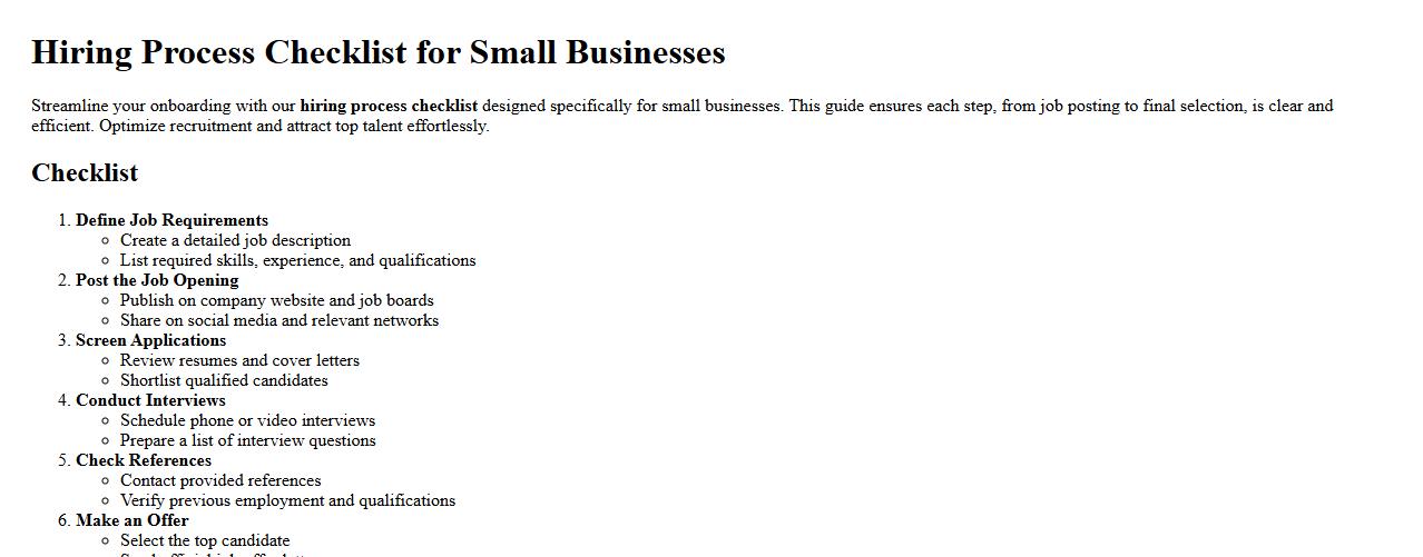 Hiring process checklist for small businesses image preview