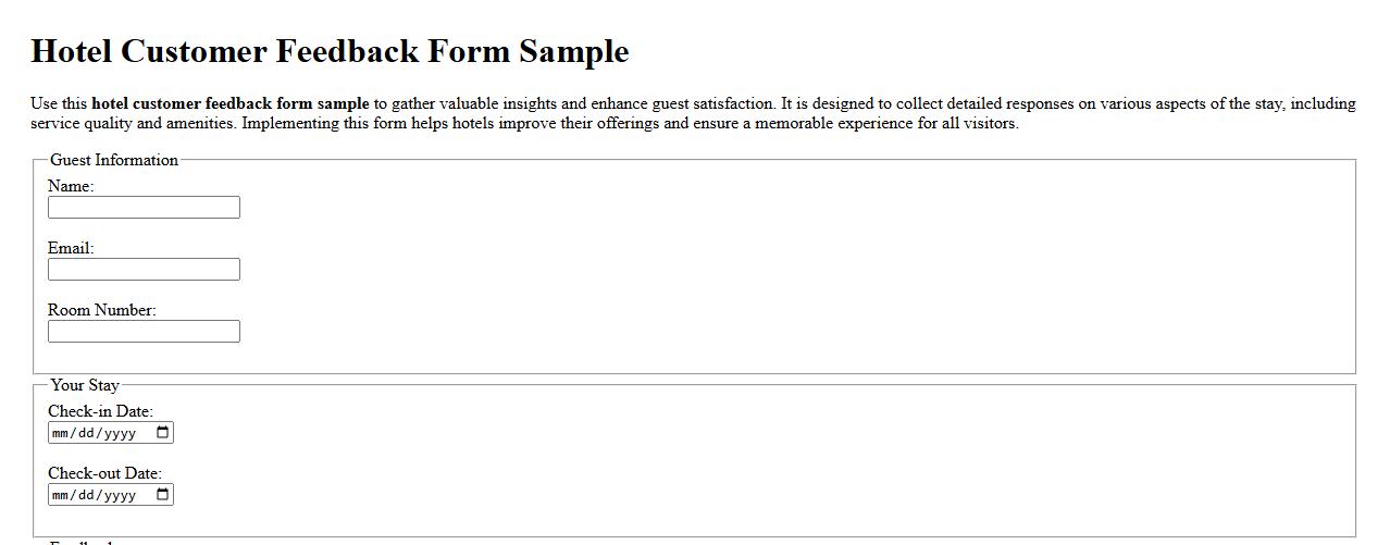 hotel customer feedback form sample image preview