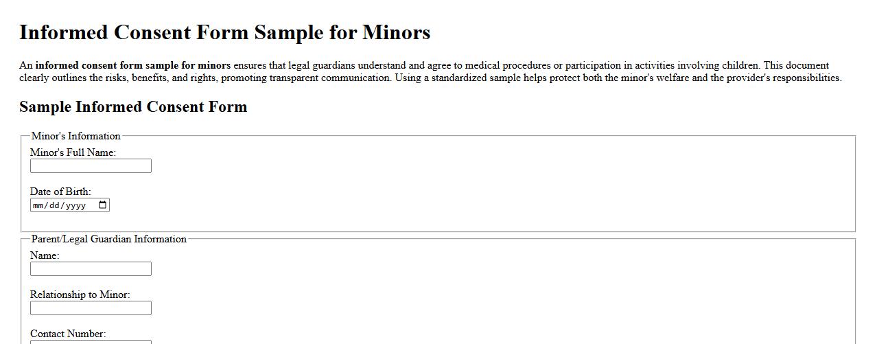 Informed consent form sample for minors image preview