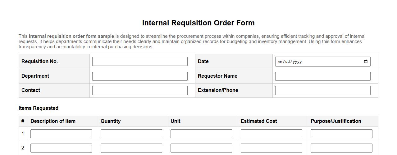 internal requisition order form sample for companies image preview