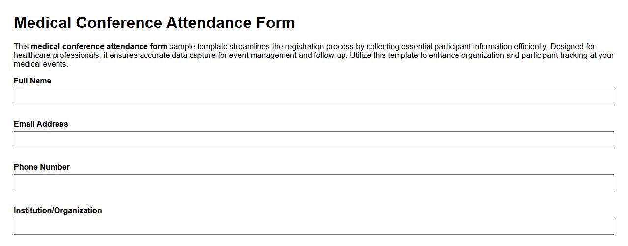 medical conference attendance form sample template image preview