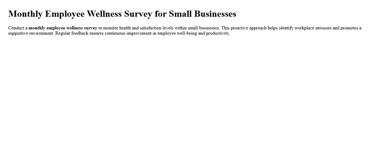 Monthly employee wellness survey for small businesses image preview