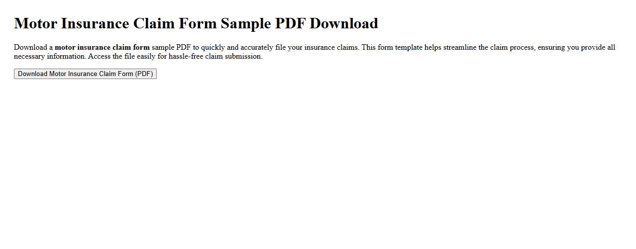 Motor insurance claim form sample pdf download image preview