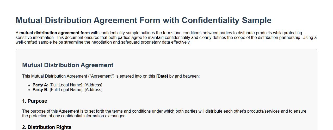 mutual distribution agreement form with confidentiality sample image preview