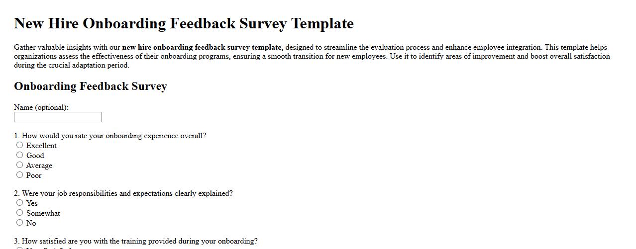 New hire onboarding feedback survey template image preview