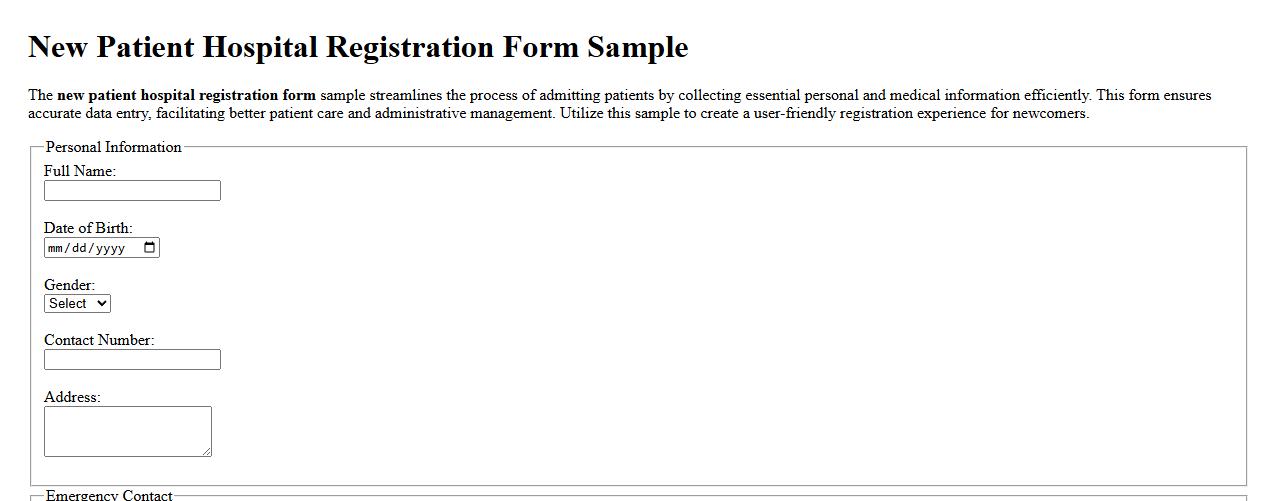 New patient hospital registration form sample image preview