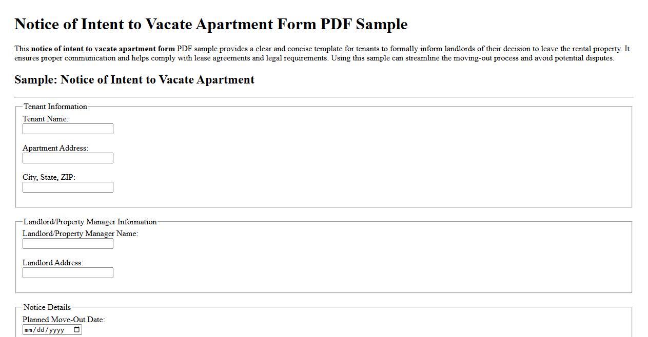 notice of intent to vacate apartment form pdf sample image preview