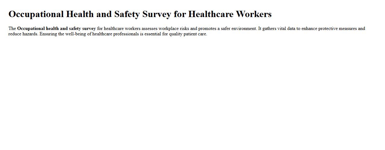 Occupational health and safety survey for healthcare workers image preview