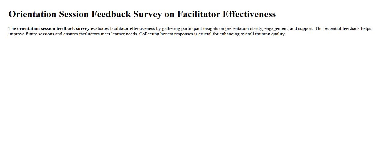 Orientation session feedback survey on facilitator effectiveness image preview