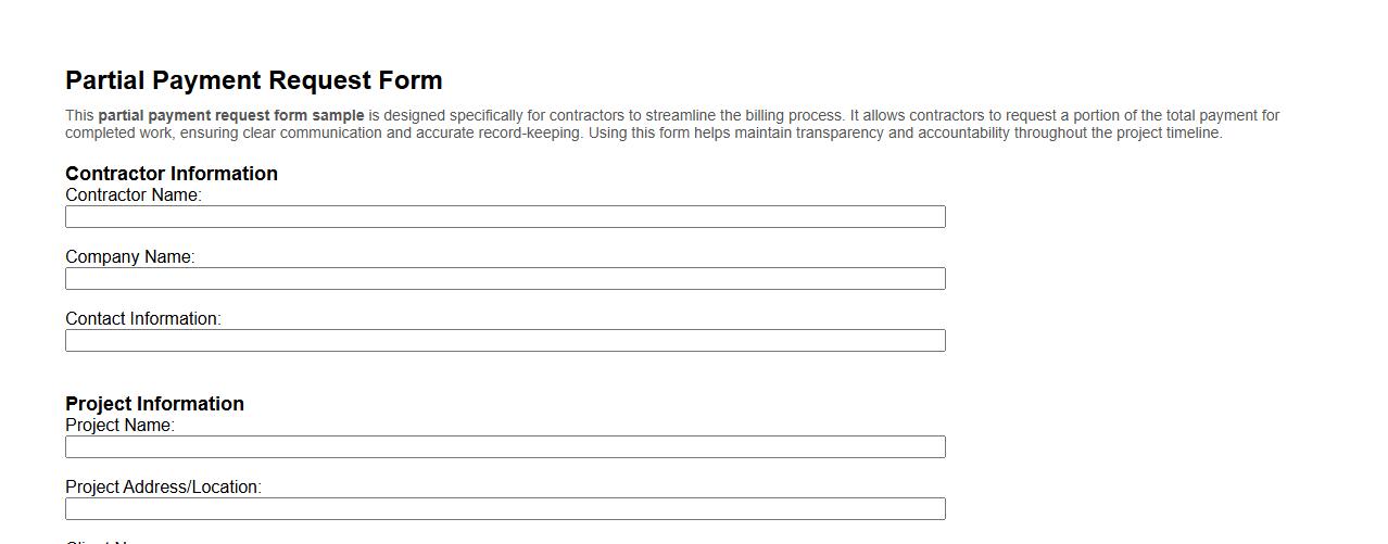 partial payment request form sample for contractors image preview