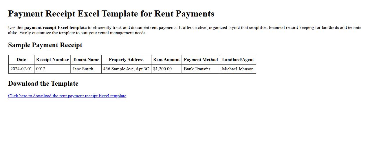 payment receipt excel template for rent payments image preview