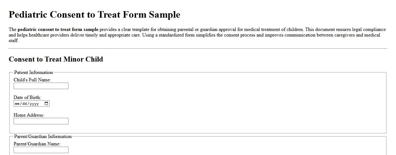 pediatric consent to treat form sample image preview
