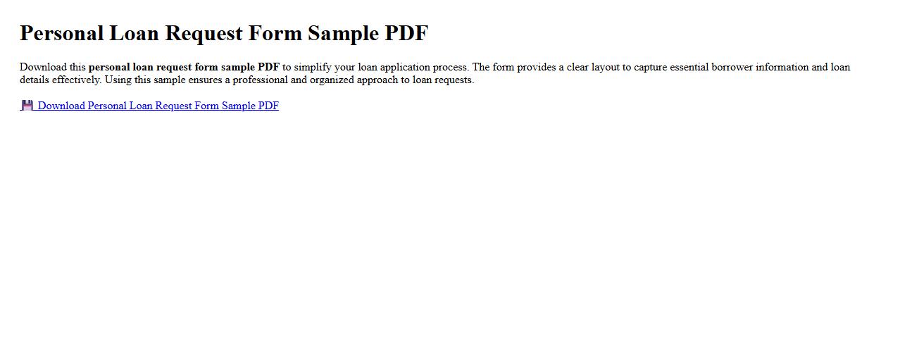 Personal loan request form sample PDF image preview