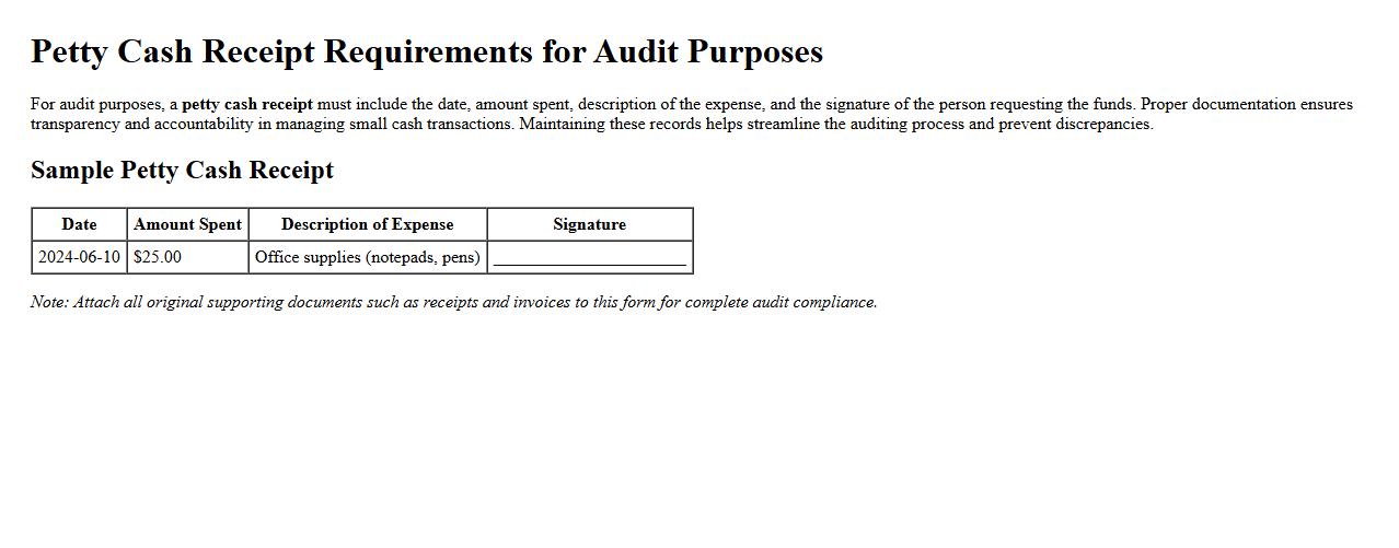 Petty cash receipt requirements for audit purposes image preview