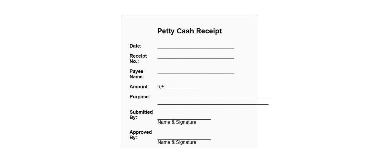 Petty cash receipt sample for reimbursement image preview
