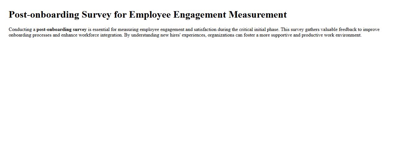 Post-onboarding survey for employee engagement measurement image preview
