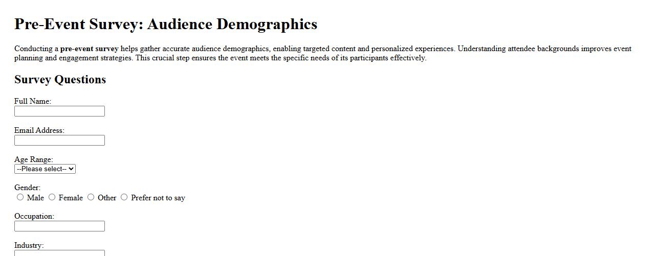 pre-event survey for audience demographics image preview