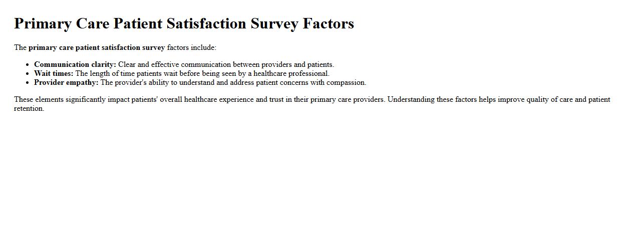 Primary care patient satisfaction survey factors image preview