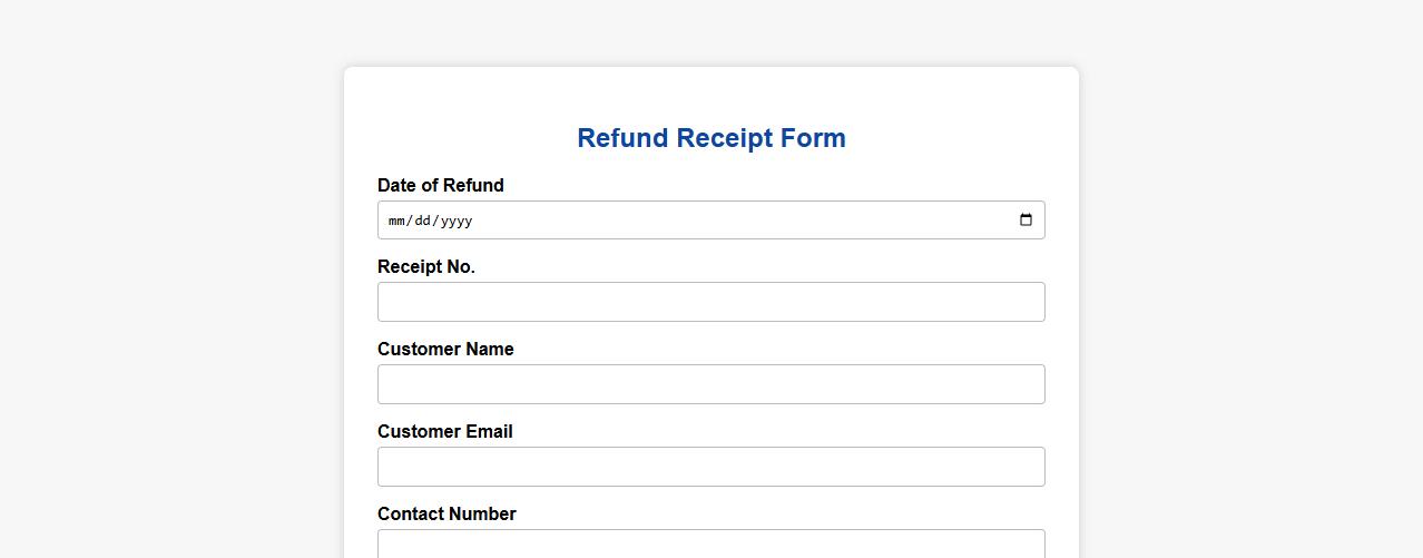 Refund receipt form sample with customer signature section image preview