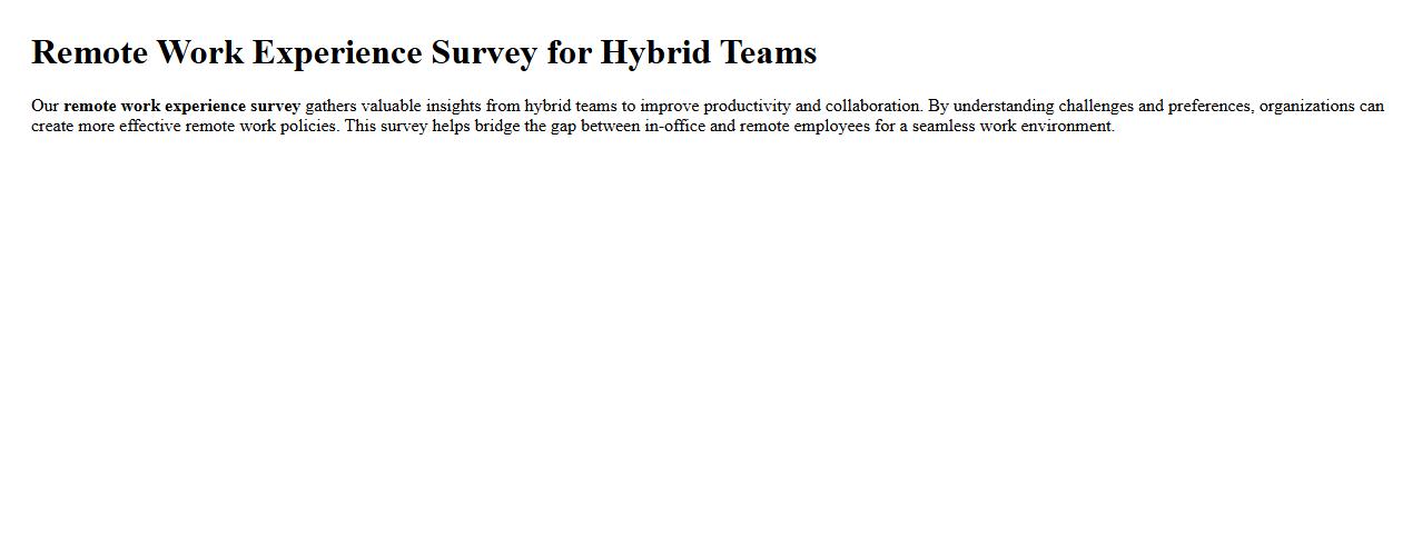 Remote work experience survey for hybrid teams image preview