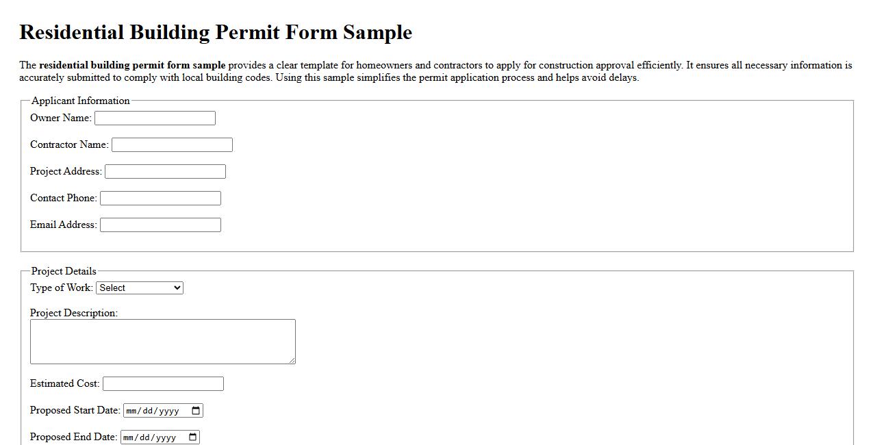 residential building permit form sample image preview