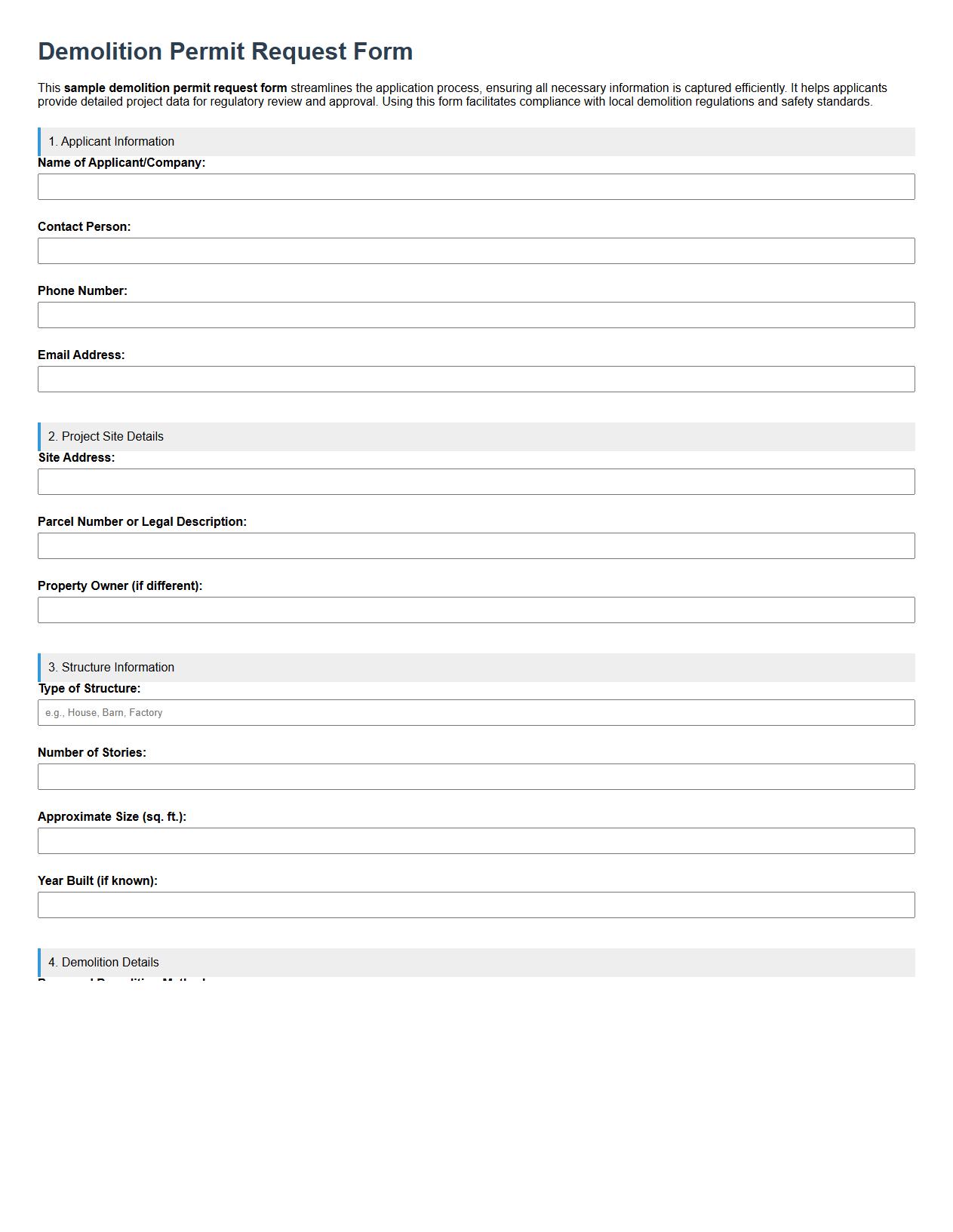 sample demolition permit request form image preview