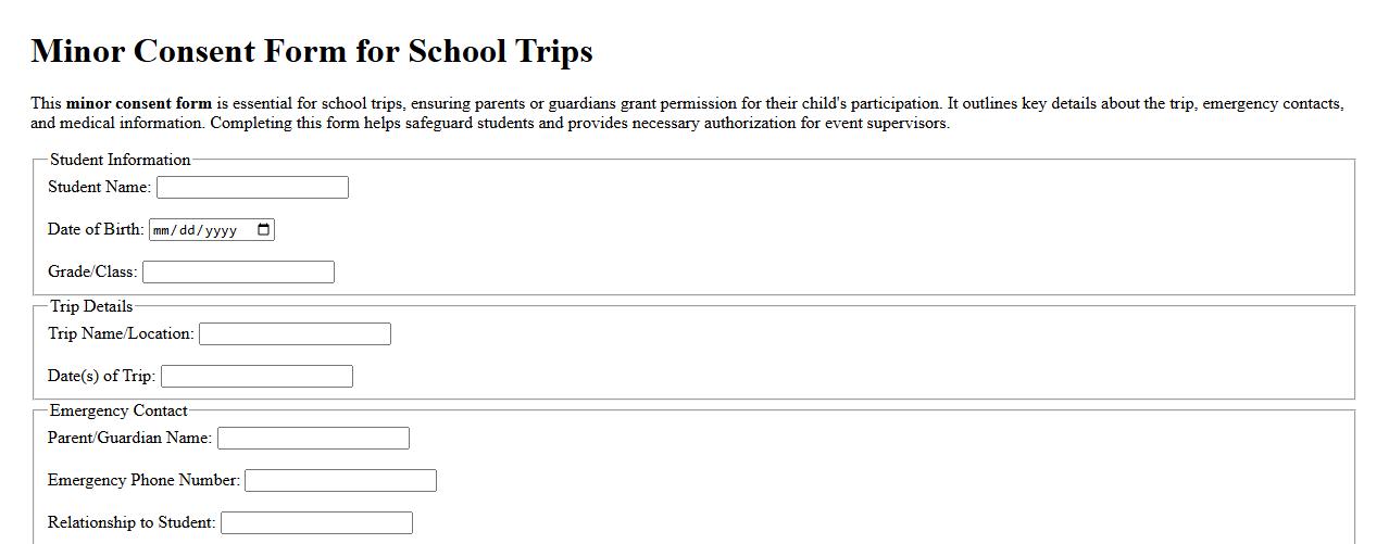 Sample minor consent form for school trips image preview