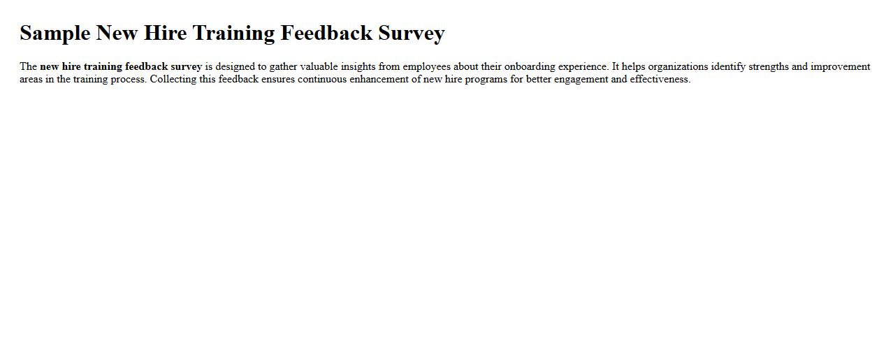 Sample new hire training feedback survey image preview