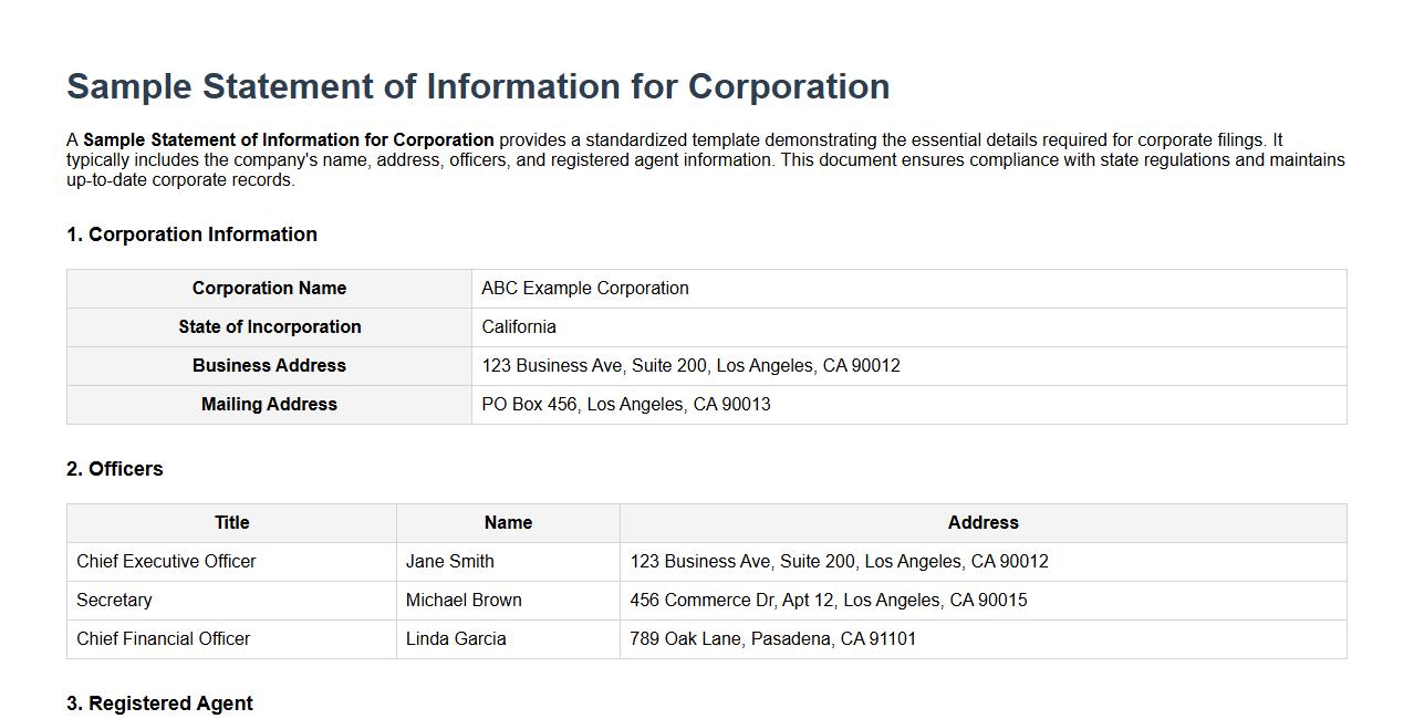 Sample statement of information for corporation image preview