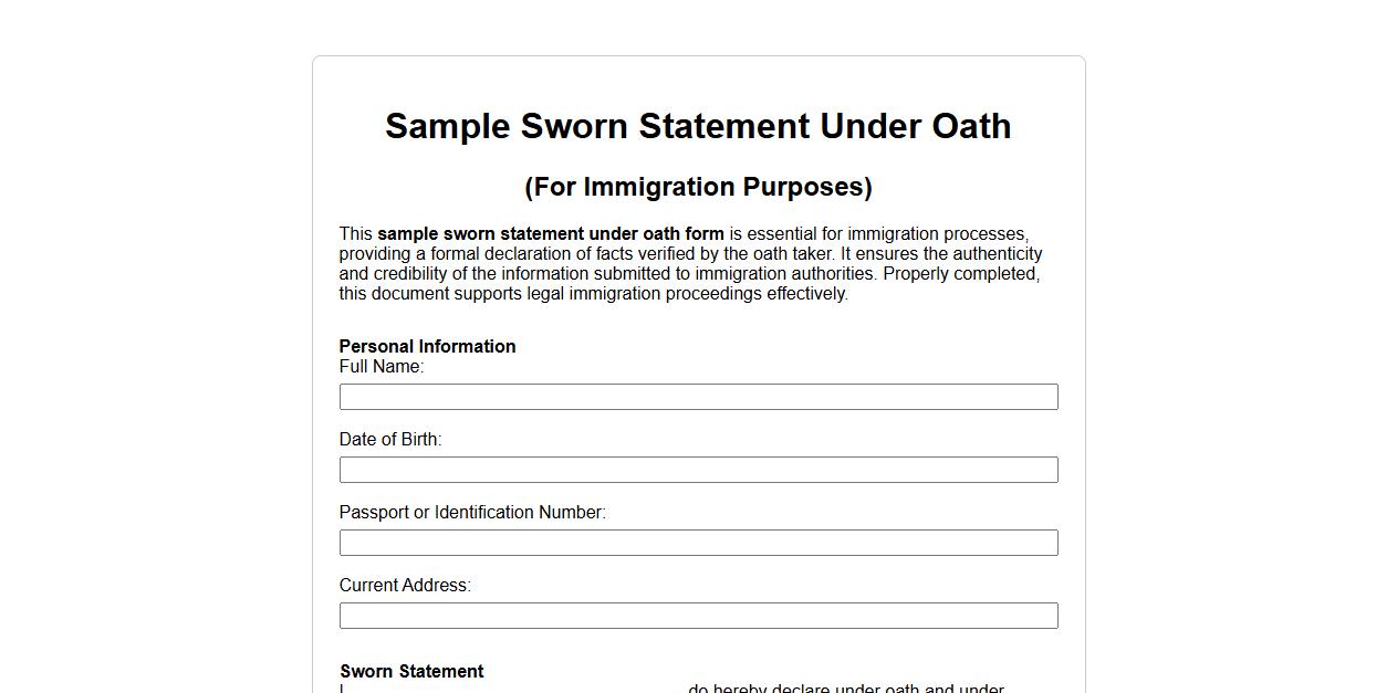 sample sworn statement under oath form for immigration image preview