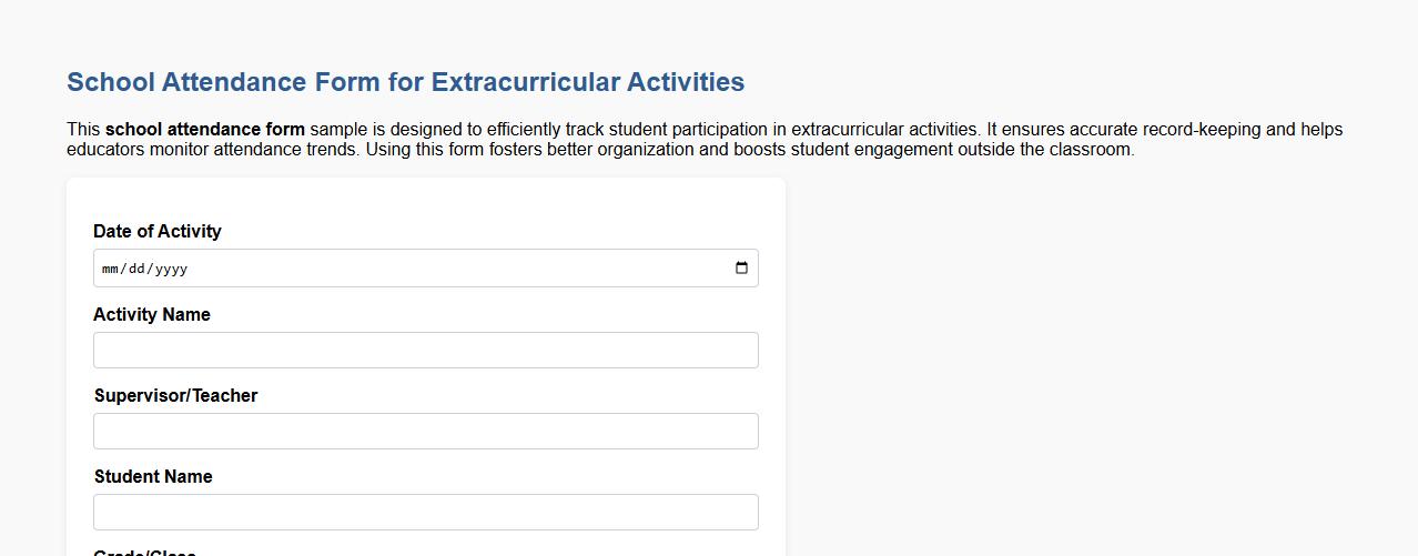 School attendance form sample for extracurricular activities image preview