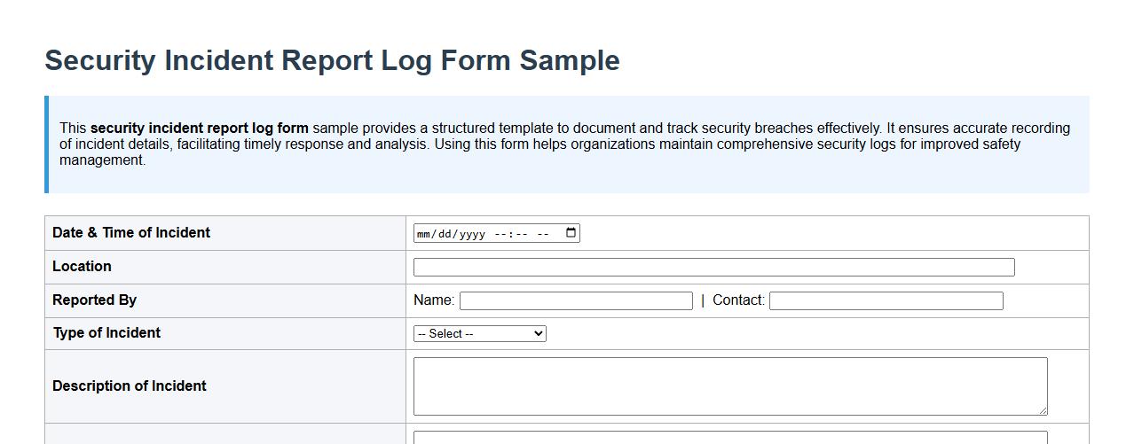 security incident report log form sample image preview