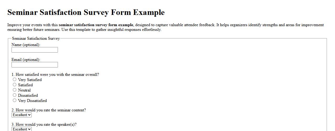 seminar satisfaction survey form example image preview