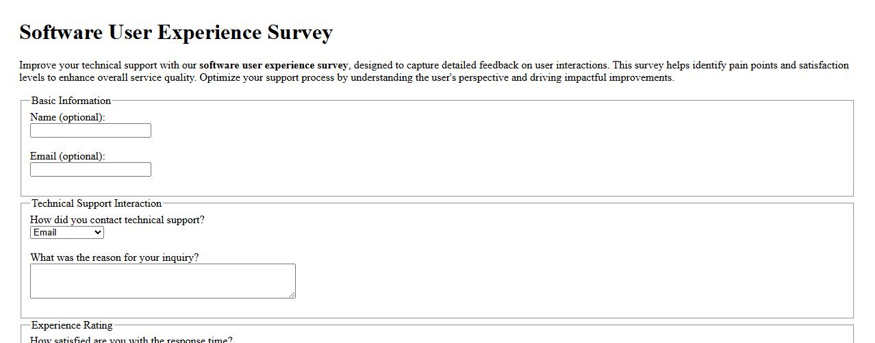 software user experience survey for technical support interactions image preview