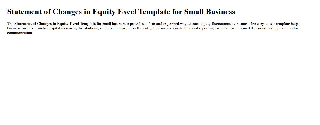Statement of Changes in Equity Excel Template for Small Business image preview