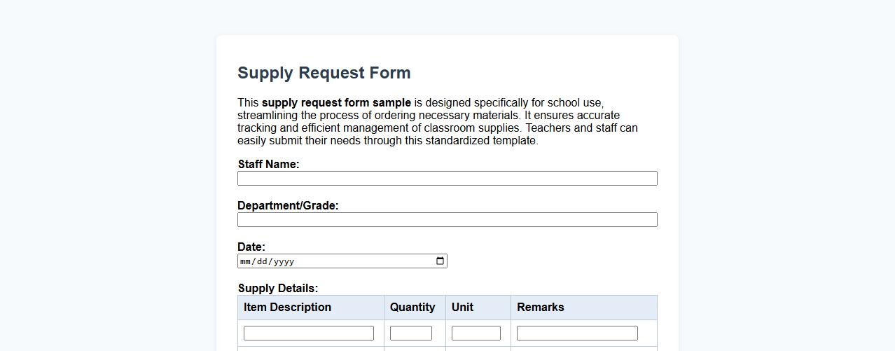 supply request form sample for school use image preview