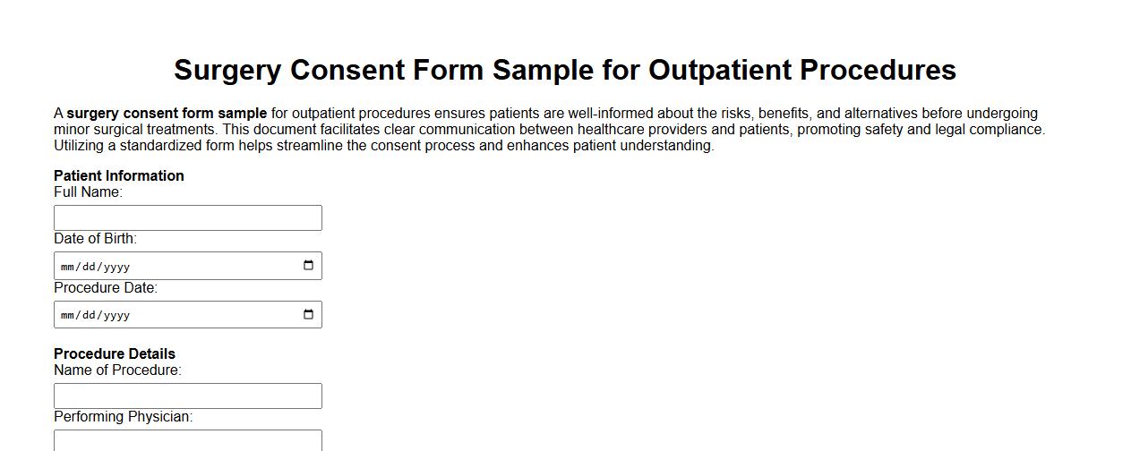 surgery consent form sample for outpatient procedures image preview