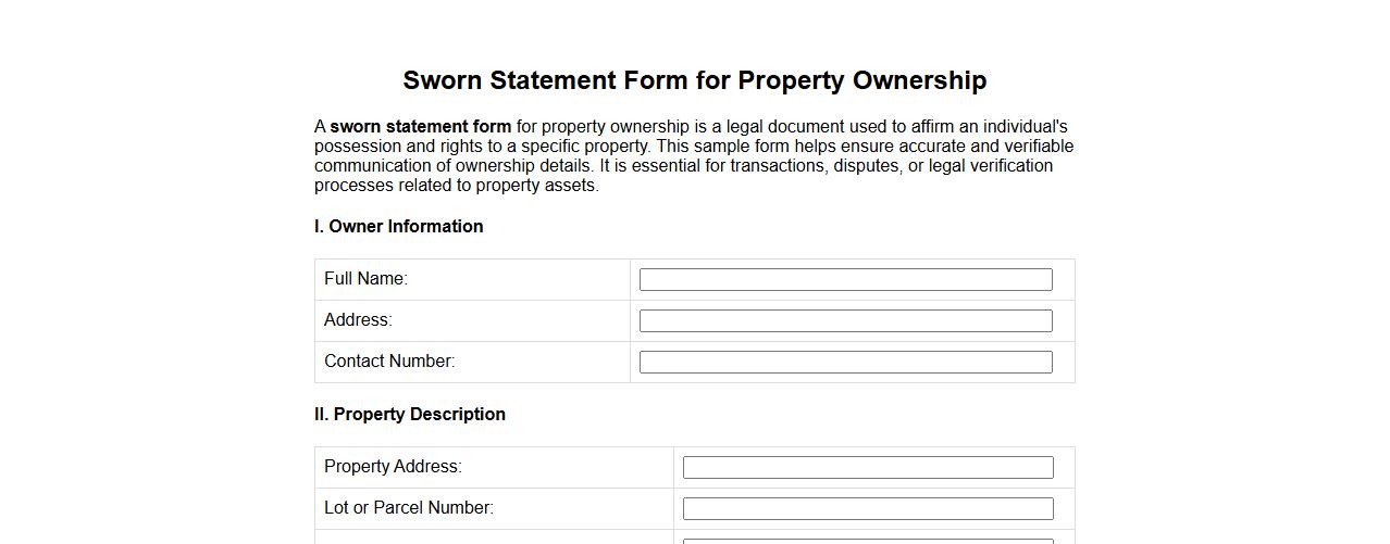 Sworn statement form sample for property ownership image preview