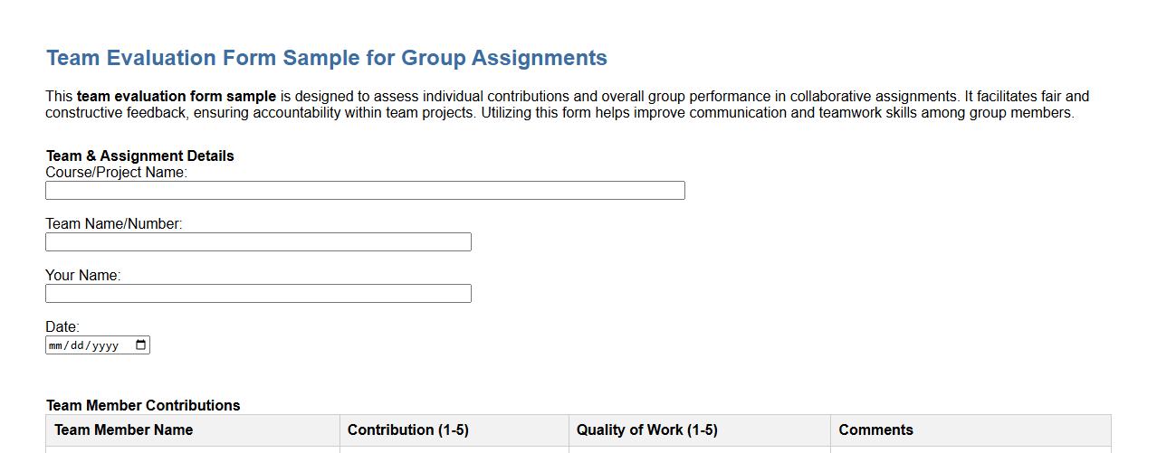team evaluation form sample for group assignments image preview